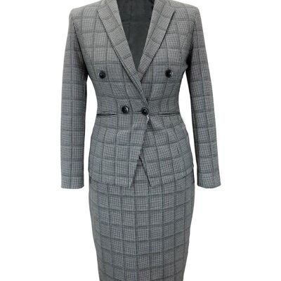 Grey Check Dog Tooth Fitted Suit_Grey Check Dog Tooth Fitted Suit