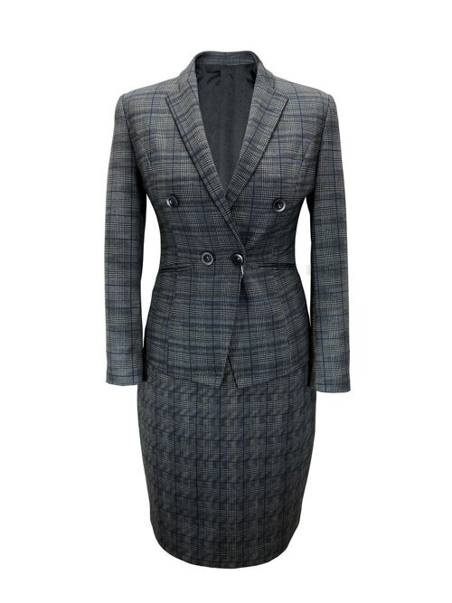 Dark Grey Prince Of Wales Check Fitted Suit_Dark Grey Prince Of Wales Check Fitted Suit