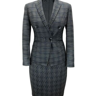 Dark Grey Prince Of Wales Check Fitted Suit_Dark Grey Prince Of Wales Check Fitted Suit