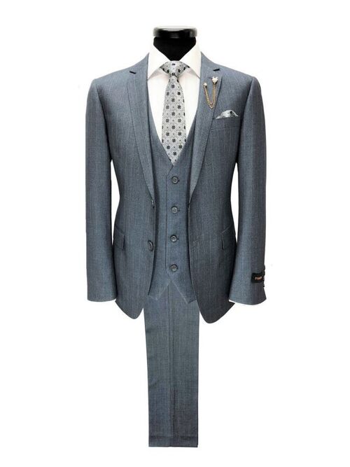 Grey Striped 2 Button 3-piece Suit_Grey Striped 2 Button 3-piece Suit