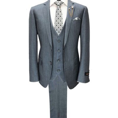 Grey Striped 2 Button 3-piece Suit_Grey Striped 2 Button 3-piece Suit