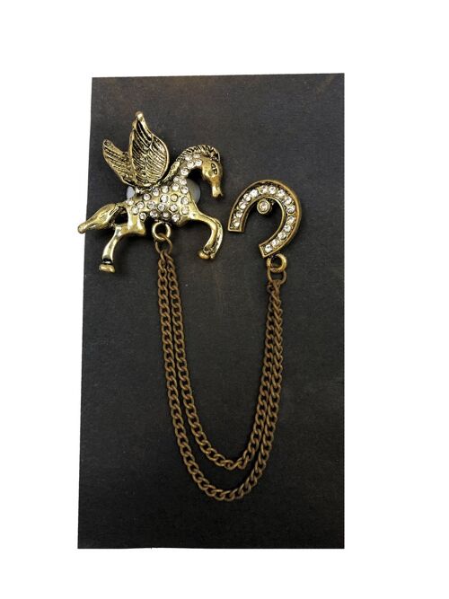 Jewelled Pegasus Chain Lapel Pin_Jewelled Pegasus Chain Lapel Pin