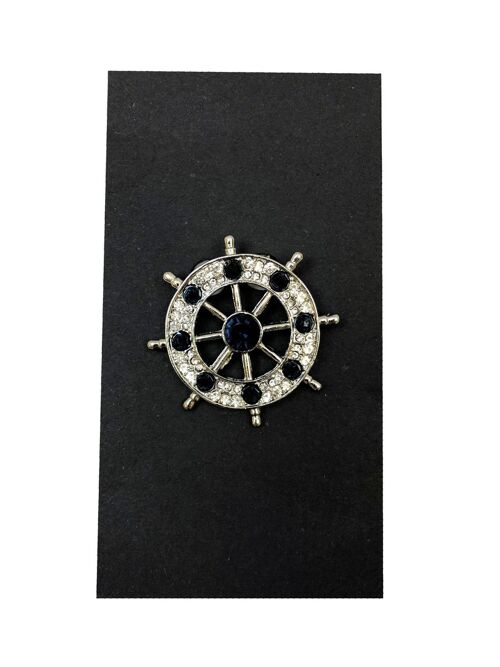 Jeweled Ship's Wheel Lapel Pin_Jeweled Ship's Wheel Lapel Pin
