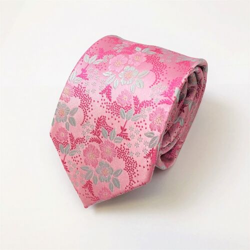 Pink & Silver Floral Tie_Pink & Silver Floral Tie
