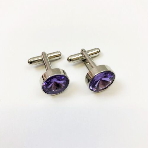 Round Gemstone Cufflinks_Purple