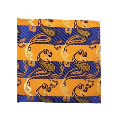 Blue Orange Paisley Pocket Square_Blue Orange Paisley Pocket Square