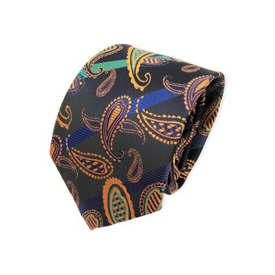 Black Orange Paisley Tie_Black Orange Paisley Tie