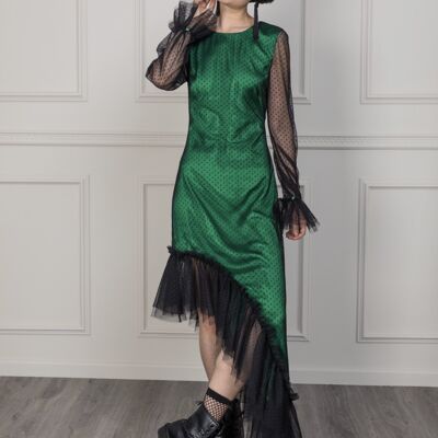 Vestido de cola Josephine Verde esmeralda