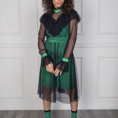 Abito in tulle a pois Antoinette/ Noleggia a £35 Emerald Green