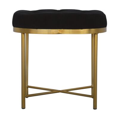 Clover Black Velvet Footstool