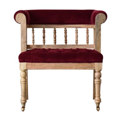 Wine Red Mini Deep Button Hallway Chair