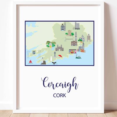 Karte der Grafschaft Cork (Hochformat)