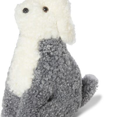 House dog Milou curly sheepskin_Grey/White