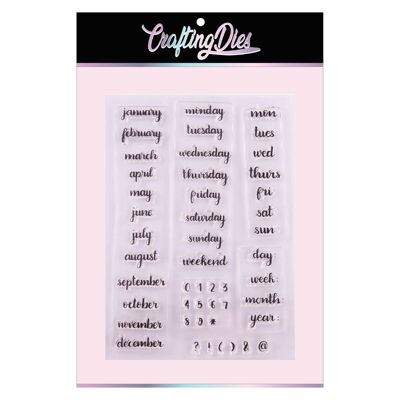 CRAFTING DIES - Scrapbooking Set Clear Stamps Days, Months And Numbers Theme