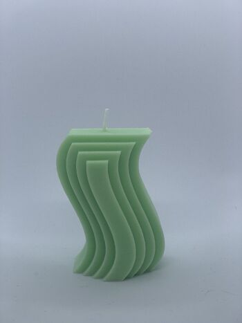 Wave Candle in Pastel Green
