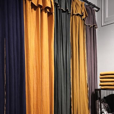 Charcoal Linen Curtain 160x300cm with ring bag