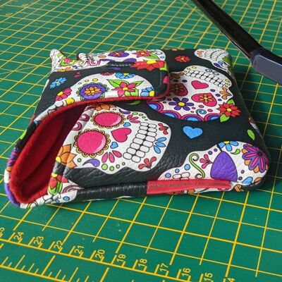 Black Sugar Skull Mallet Putter Cover - Red - Standard Shaft