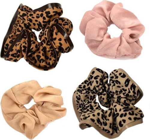 Scrunchie Set | satijn | Haarelastiek Pack - 4 stuks | beige