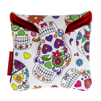 White Sugar Skull Mallet Putter Cover - Offset Shaft