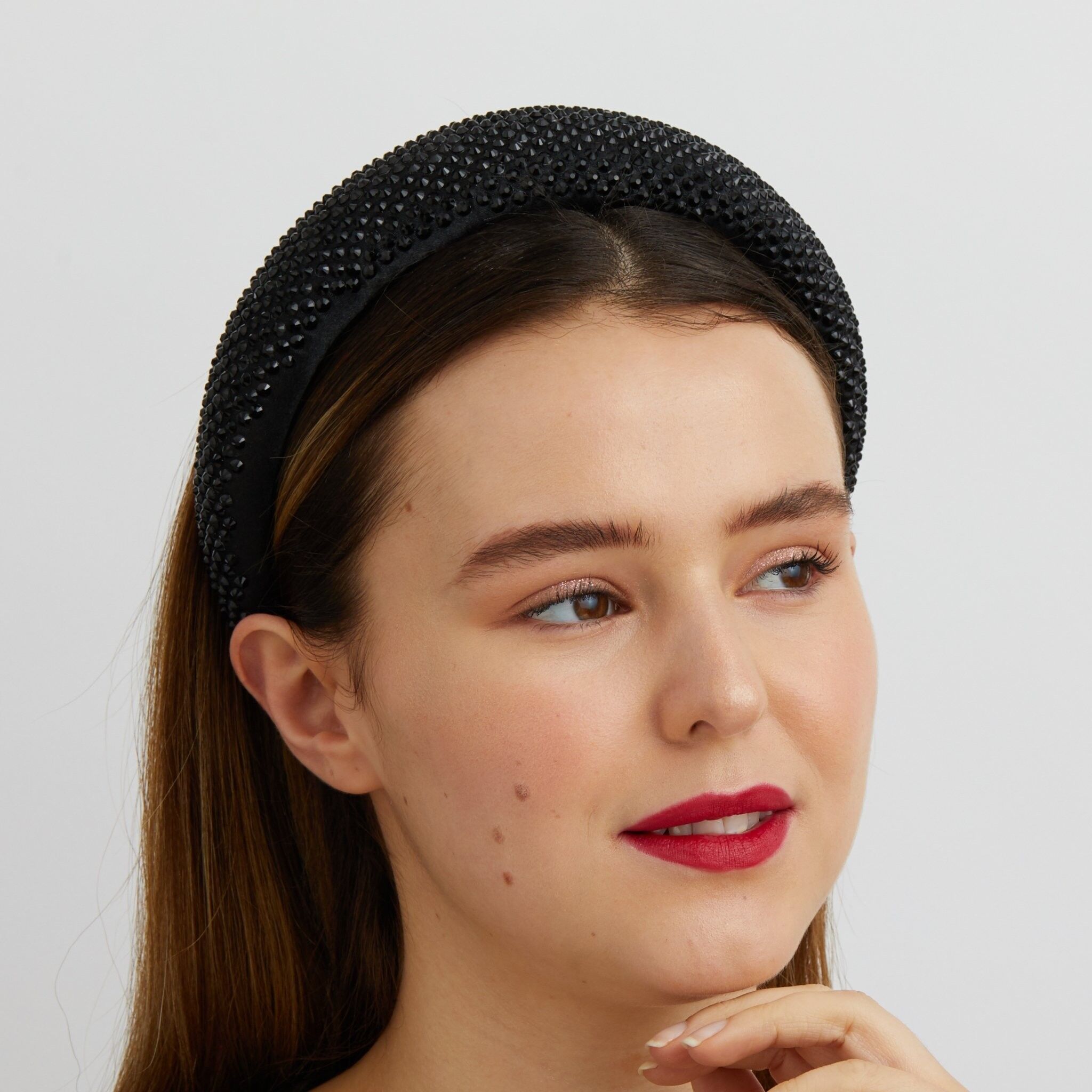 Padded Headband with Sparkles - Black