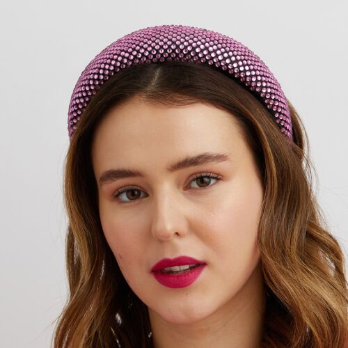 Padded Headband with Sparkles - Hot Pink
