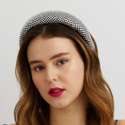 Padded Headband with Sparkles - Silver