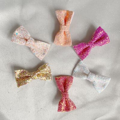 Glitter Hair Bows Gift Set of 6 Pink