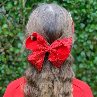 Set regalo con fiocco grande per capelli in rosso