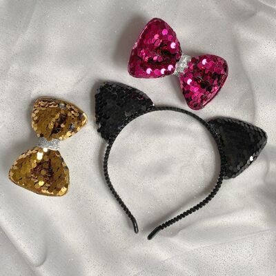 Set de regalo con diadema con orejas de gato - Negro