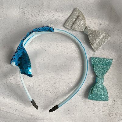 Meerjungfrau Stirnband Geschenkset - Blau