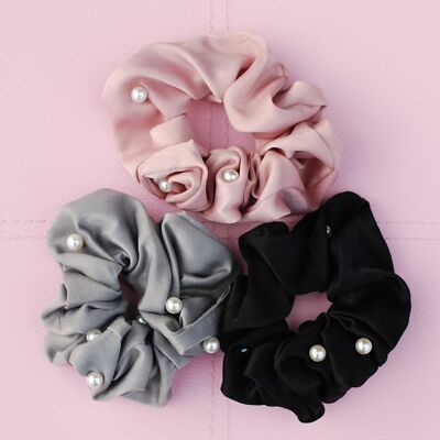 Pearl Scrunchie 3er-Set in Rosa