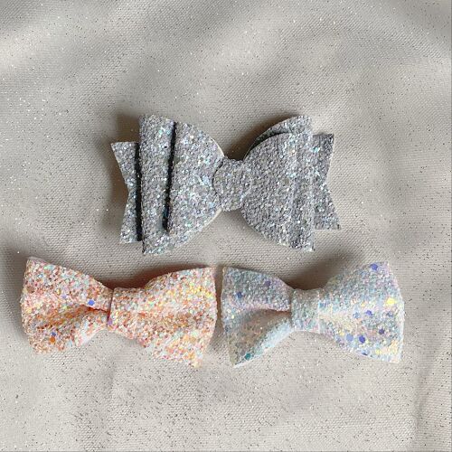 Glitter Bow Gift Set of 3 - Silver