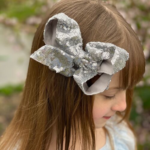 Big Hair Bow Gift Set in Silver
