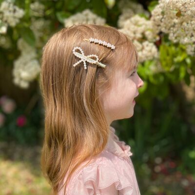 Pearl Hair Clip Set for Girls Bow