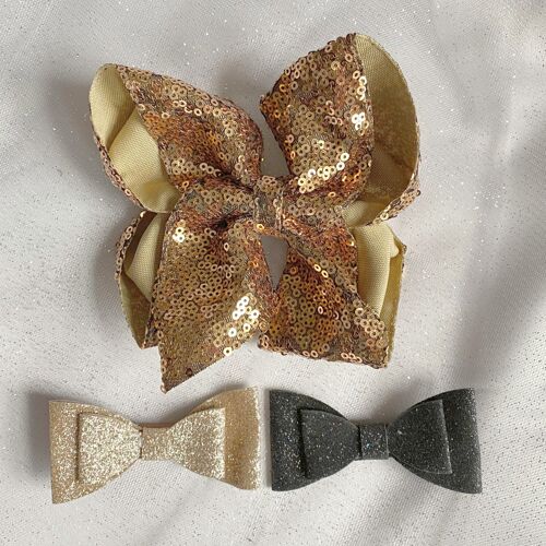 Big Hair Bow Gift Set in Gold