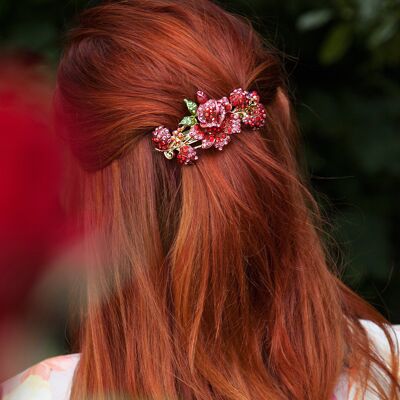 Haarspange mit roten Blumen