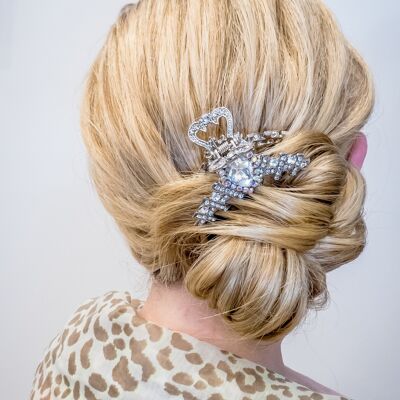 Pince à cheveux en argent avec strass