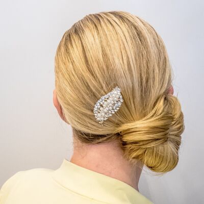 Silberne Perle Haarspange mit Diamanten