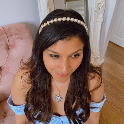 Gold Pearl Headband with Large Pearls