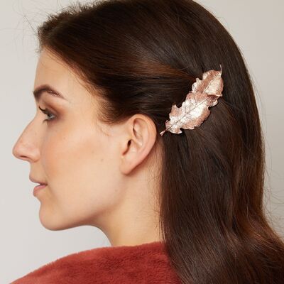 Barrette à Cheveux Feuille - Or Rose