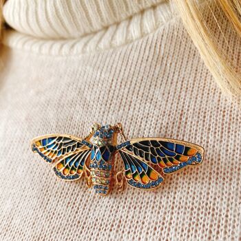 Broche Papillon en Émail Bleu 1