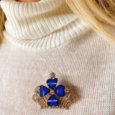 Blue Brooch with Rhinestone