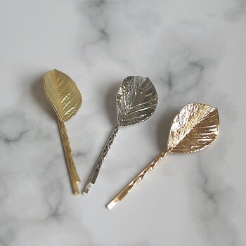 Lot de 3 pinces à cheveux feuille 4