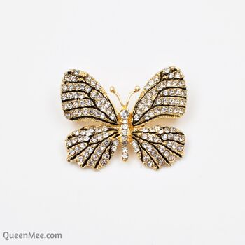 Broche Papillon en Cristal - Or 3