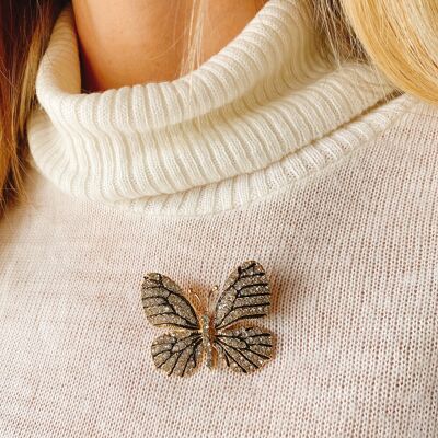 Broche Mariposa en Cristal - Blanco