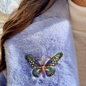 Grande Broche Papillon en Cristal - Bleu 2