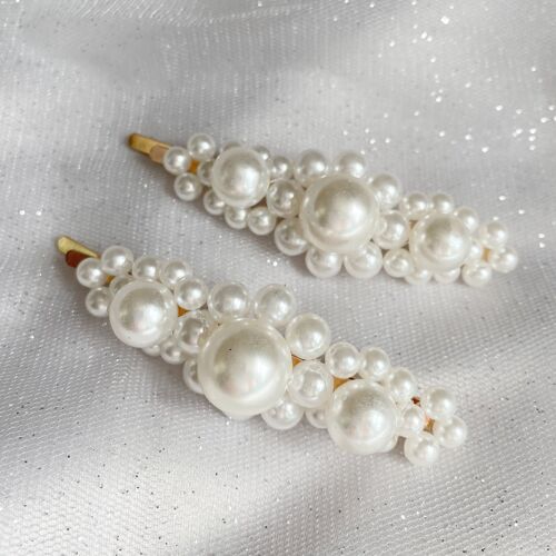 Pearl Hair Slides Large Set of 2 - Gold