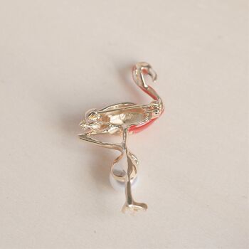 Broche Flamant Rose en Émail avec Perle 6