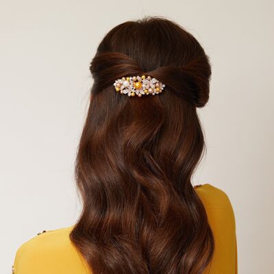 Barrette à cheveux en perles dorées