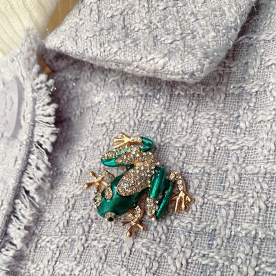 Frosch Brosche Emaille Pin mit Strass